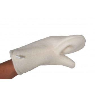 Wollen witte handschoen voor sauna