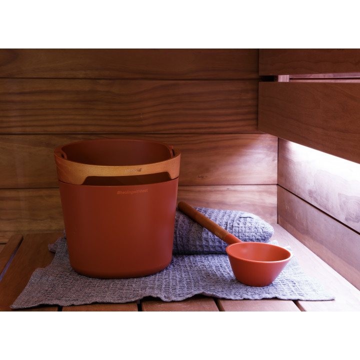 HARVIA Helmi sauna-emmer en pollepelset, terracotta
