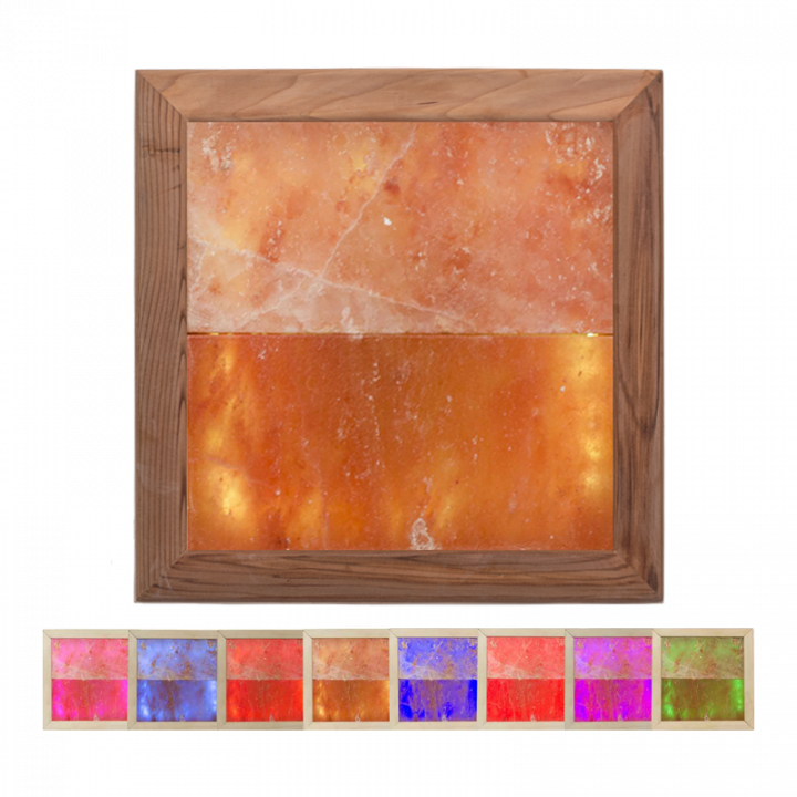 Himalaya zoutlamp met LED RGB, cederhout