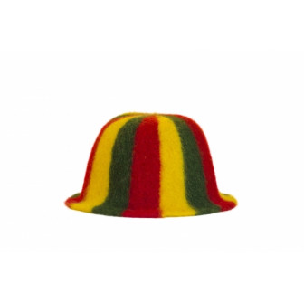 Saunahoed - Gestreept, geel, groen, rood