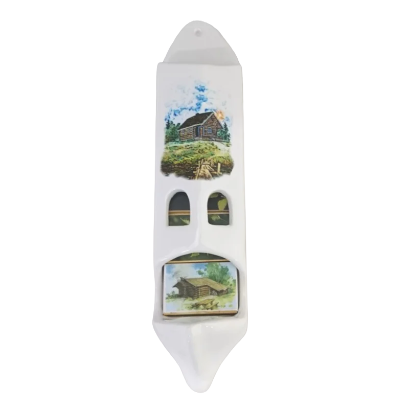 Keramische luciferdooshouder met 5 luciferdoosjes