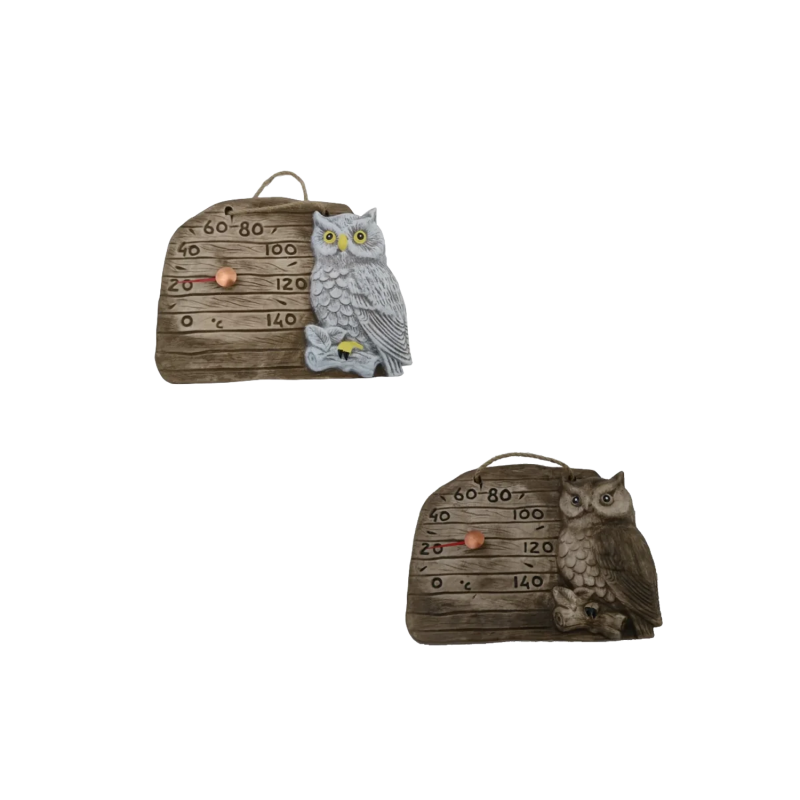Keramische saunathermometer - uil op een tak