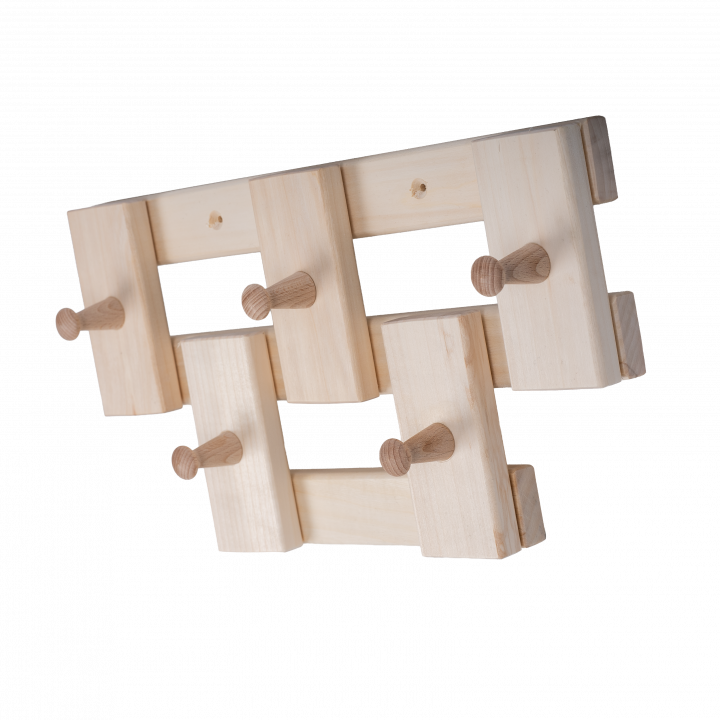 Lindehouten hanger met 5 haken