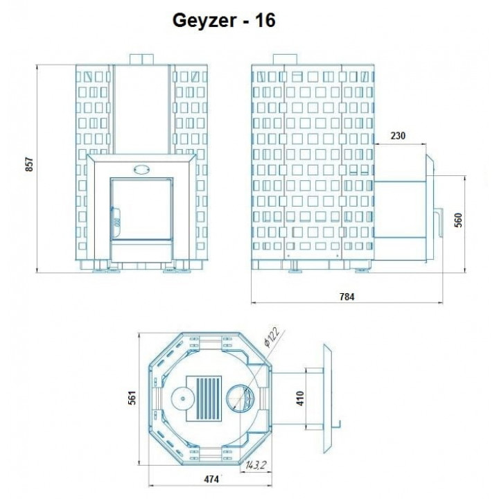 Houtgestookte saunakachel - NOVA GEYZER 16
