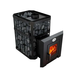 Houtgestookte saunakachel - NOVA KLASSIK 18 met netwerk, glazen deuren 