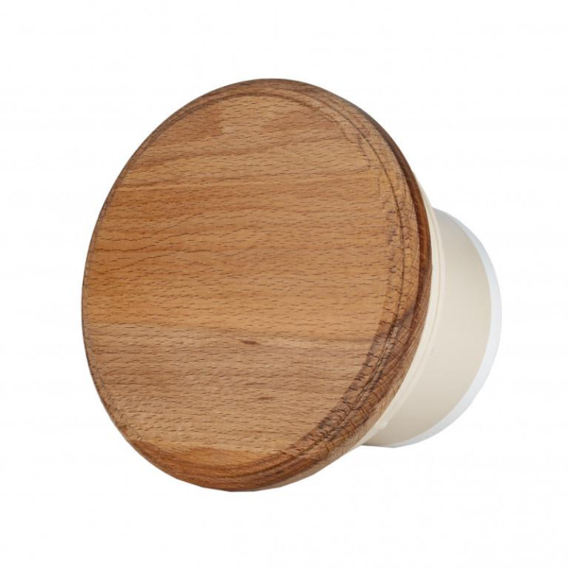 MM-S saunaventilator met terugslagklep en ronde houtafwerking d/100mm