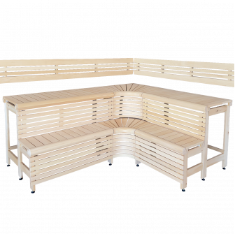 Modulaire saunabanken met "Sun Corner"-design, 2114 × 2406 mm