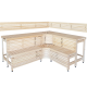 Modulaire saunabanken met "Sun Corner"-design, 1823 × 2146 mm, lindenhout