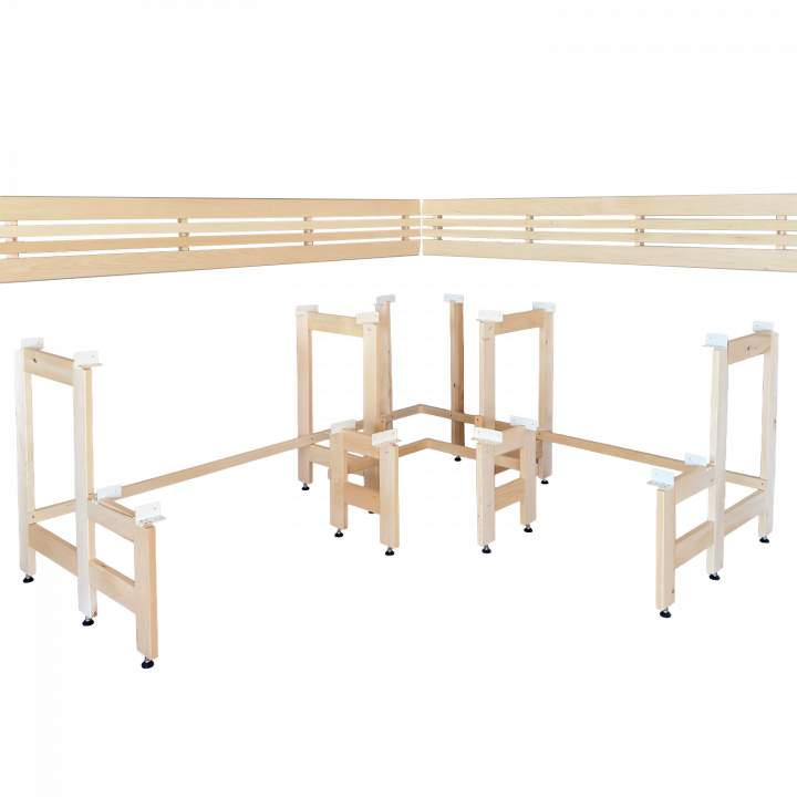 Modulaire saunabanken met "Sun Corner"-design, 1823 × 2146 mm, lindenhout