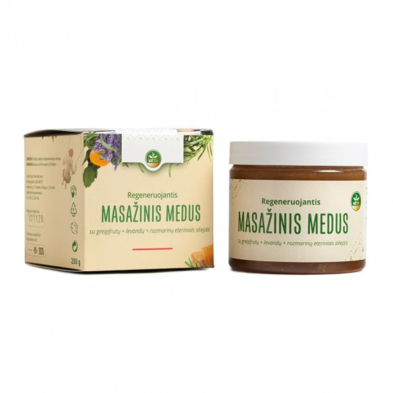 Regenererende massagehoning met essentiële oliën van grapefruit, lavendel en rozemarijn