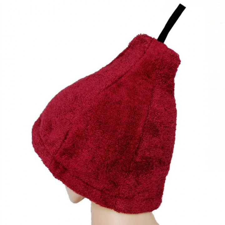 Cadeauset in geschenkdoos voor HAAR. Dames saunahoed en schort - BOURGONDIË