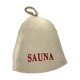 Saunahoed - Sauna, met rode letters