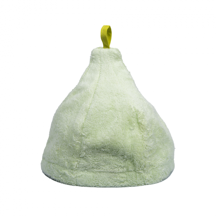 Cadeauset in geschenkdoos voor HAAR. Dames saunahoed en schort LICHTGROEN