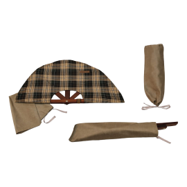 Saunaventilator, donker geruit materiaal 