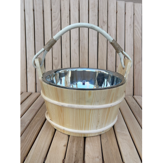 Grenenhouten sauna-emmer met roestvrijstalen binnenbekleding, 5 liter