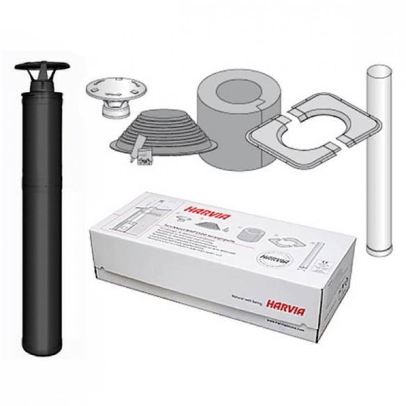 Stalen geïsoleerde schoorsteenset - HARVIA, zwart