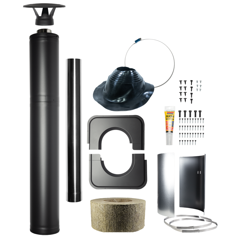 Stalen geïsoleerde schoorsteenset - HARVIA, zwart