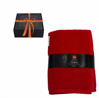 Handdoek in geschenkdoos, HARVIA, 70 x 140cm, rood