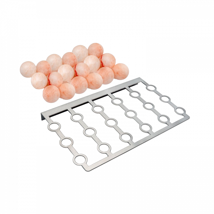 SAUFLEX zoutballen voor sauna's – set van 18 stuks met standaard