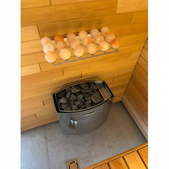 SAUFLEX zoutballen voor sauna's – set van 18 stuks met standaard
