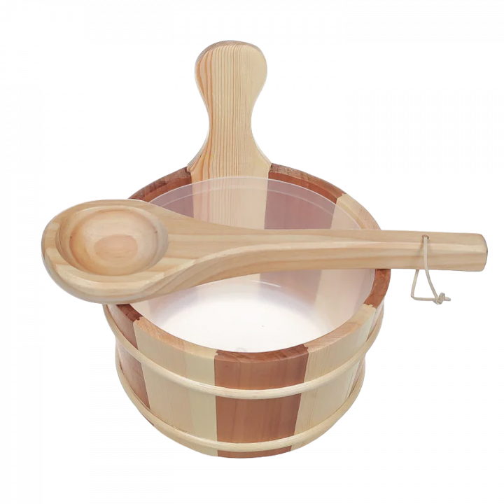 SAUFLEX houten emmer en pollepel 4 l, grenen, ceder