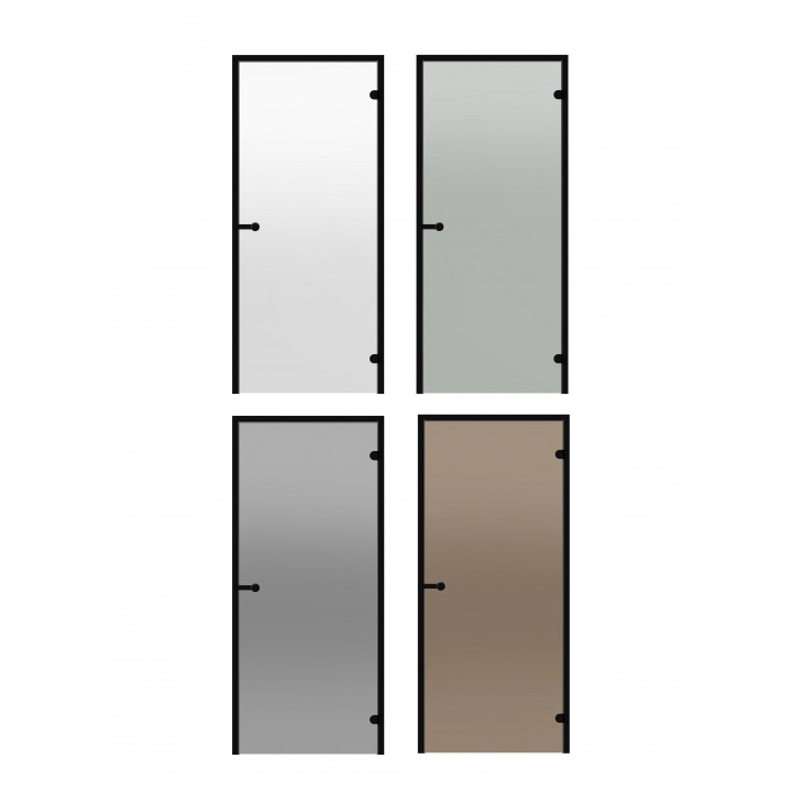Glazen saunadeuren HARVIA, zwart aluminium frame 8x19 (zwarte lijn)