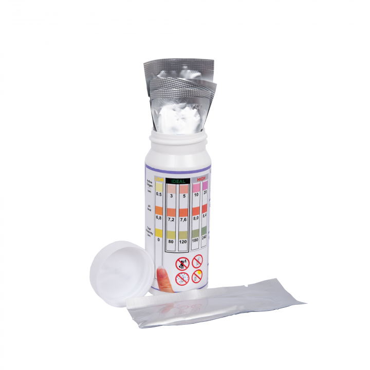 Waterteststrips Easy-Dip 3-in-1, voor pH/O2/alkaliteitstesten, 50 stuks