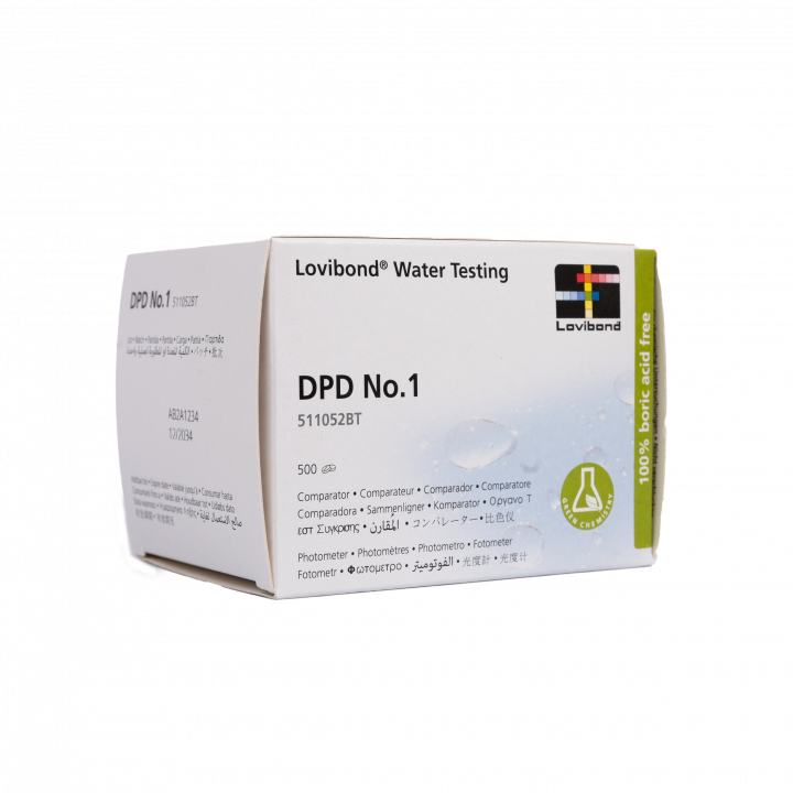 Watertesttabletten DPD 1, voor fotometer, bepaling van chloor- en broomgehalte, 10 tabletten