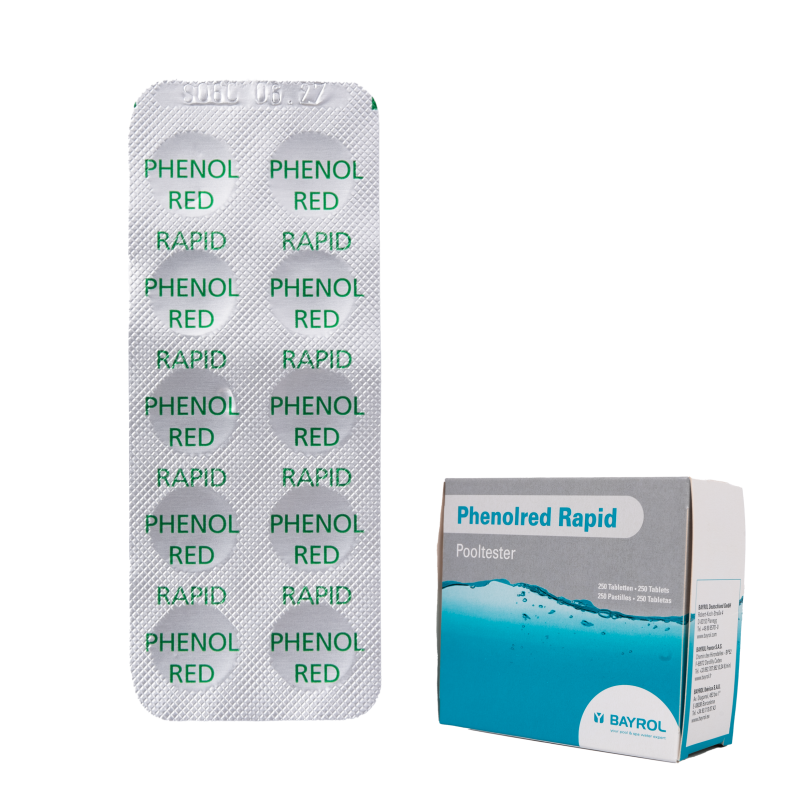 Watertesttabletten Phenolred Rapid, voor pH-bepaling, 10 tabletten