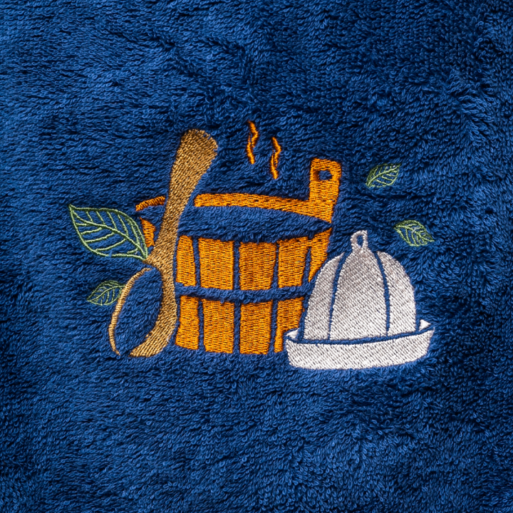 Cadeauset in geschenkdoos voor HEM. Heren saunahoed en schort - BLAUW