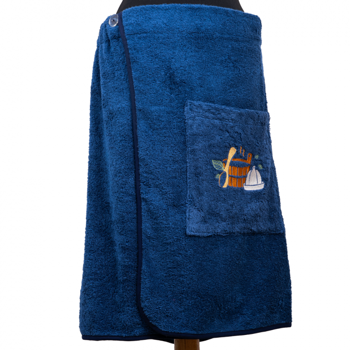 Cadeauset in geschenkdoos voor HEM. Heren saunahoed en schort - BLAUW